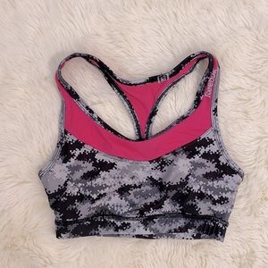 Reebox pink grey black sport bra XS